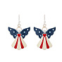 Flag Color Angel Enamel Dangle Earrings with Crystal Rhinestone, Independence Day Theme Alloy Jewelry for Women