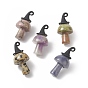 Natural Mixed Gemstone Pendants, Mushroom Charms, with Black Halloween Alloy 3D Magic Hat