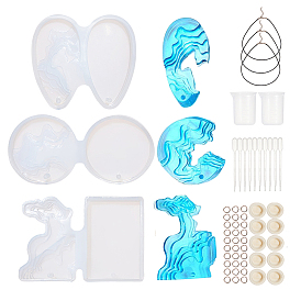 Sunnyclue поделки ожерелья makings, с подвесными силиконовыми формами, ожерелье из вощеного хлопкового шнура, пластиковые пипетки и мерный стакан, латексные кроватки, Железные соединительные колечки