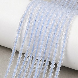 Природные голубые халцедон бисер пряди, граненые, круглые