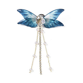 Булавки из эпоксидной смолы в форме бабочки, булавки для лацканов из сплава для одежды рюкзака, с блестящей пудрой, стразами и искусственным жемчугом