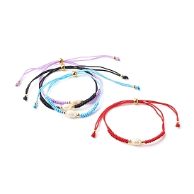 Perles de perles bracelets réglables en fil de nylon, avec des perles en laiton