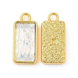 Rack Plating Glass Imitation Austrian Crystal Pendants, with Brass Findings, Cadmium Free & Lead Freer, Rectangle