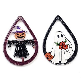 Halloween Printed Acrylic Big Pendants, Teardrop Charms