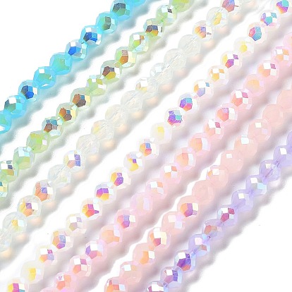 Стеклянные бусины с гальваническим покрытием , имитация нефрита, граненые, двухконусные