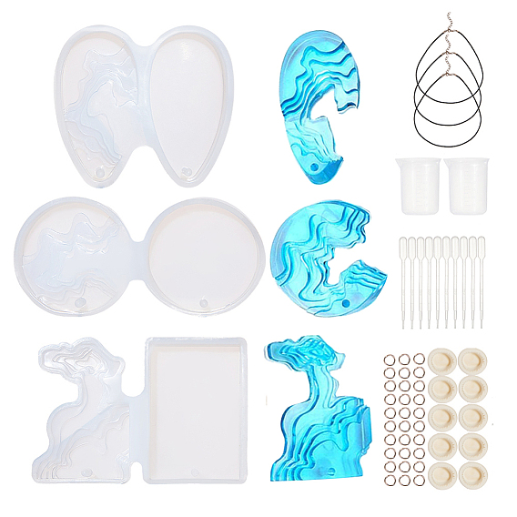 Sunnyclue поделки ожерелья makings, с подвесными силиконовыми формами, ожерелье из вощеного хлопкового шнура, пластиковые пипетки и мерный стакан, латексные кроватки, Железные соединительные колечки