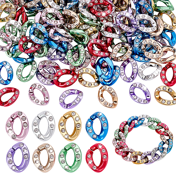 160шт. 8 цвета, АБС-пластик с кристальными стразами, быстросъемные соединители, витых овальных