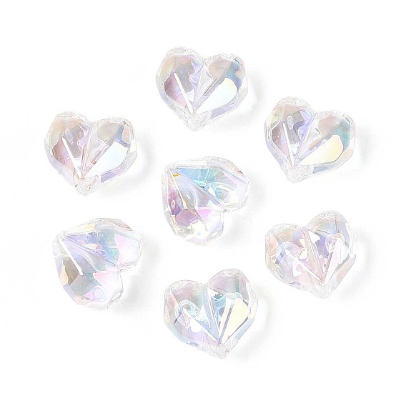 Уф-покрытие прозрачные акриловые бусины, радужный, сердце