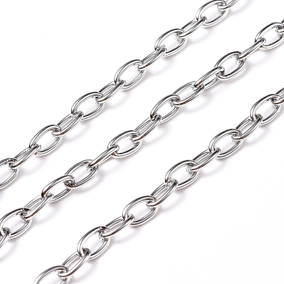 304 Stainless Steel Cable Chains, Unwelded, with Spool, Oval