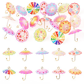 20 шт 10 стили акриловые подвески, зонтик, с латунной найти