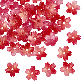 50 шт. стеклянные колпачки для бусин, цветок, два тона