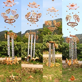 Carillon à vent en bois, avec tube métallique, pour les décorations suspendues extérieures de jardin à la maison