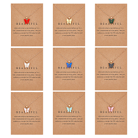 9 шт. 9 цвета бабочка акриловый кулон ожерелье с цепочками из сплава светлого золота