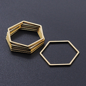 201 Stainless Steel Linking Rings, Laser Cut, Hexagon