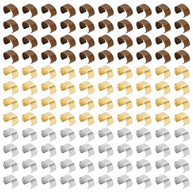 120шт. 3 цвета латунь складные обжимные концы, цилиндрический обжимной шнур, кожаная застежка-шнур