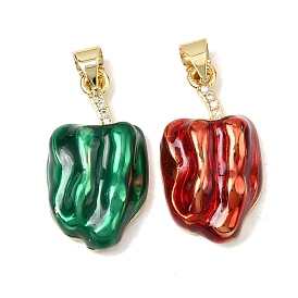 Латунь эмаль подвески, горячие прелести перец, долговечный, стойки покрытие, без свинца и без кадмия, реальный 18 k позолоченный