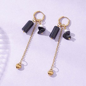 304 серьги-кольца с кисточками из нержавеющей стали в форме сердца и драгоценных камней, с жемчугом из раковины , золотые