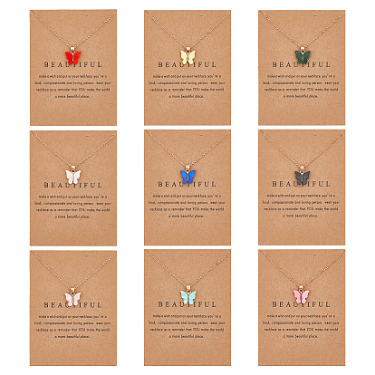 9 шт. 9 цвета бабочка акриловый кулон ожерелье с цепочками из сплава светлого золота