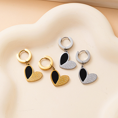 Винтажная мода 201 серьги-кольца в форме сердца из нержавеющей стали и ракушек для женщин