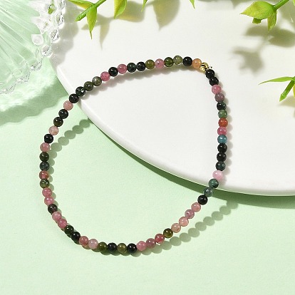 3 Bracelets extensibles en perles rondes de pierres précieuses naturelles de mm avec perles en laiton doré