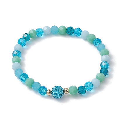 Glass Faceted Round Beaded Stretch Bracelets