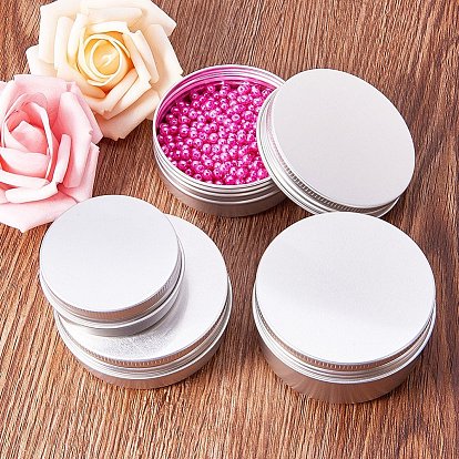 PandaHall Elite Round Aluminium Tin Cans, Aluminium Jar, Storage Containers for Cosmetic, Candles, Candies, with Screw Top Lid