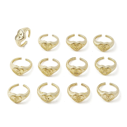 Anillos abiertos ajustables de latón, sin cadmio y níque y plomo, corazón