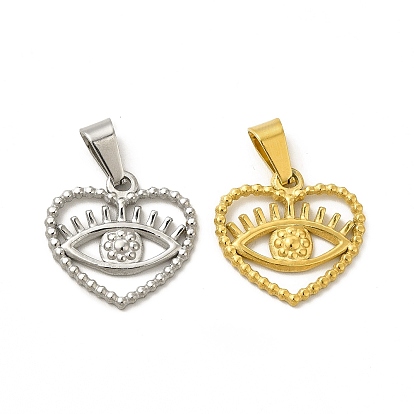 Вакуумное покрытие pvd 304 подвески из нержавеющей стали, сердце с очаровательными глазами