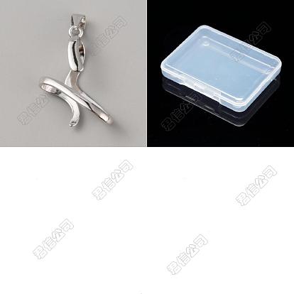 1Pc Rhodium Plated 925 Sterling Silver Pendant Bails, Twist Pinch Bails for No Hole Beads Gemstone Pendant Making
