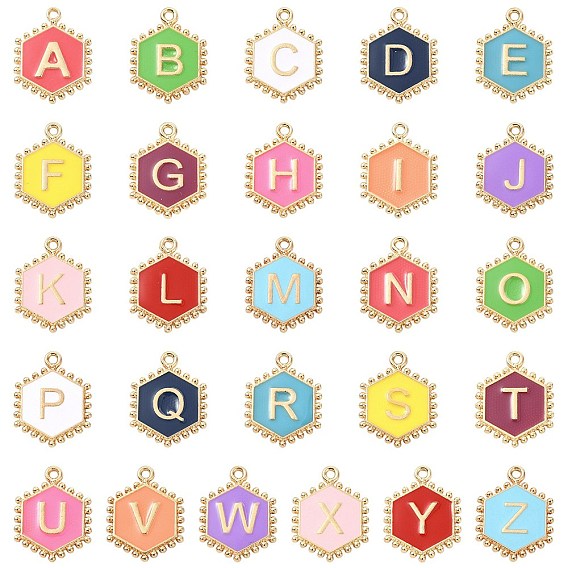 52 шт. Подвески из сплава эмали, золотые, буква аз ~ г очарование