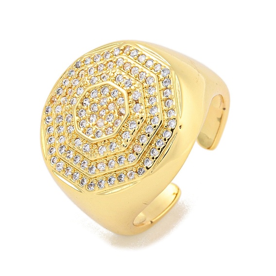 Покрытие стойки восьмиугольное латунное микро-паве, прозрачный кубический цирконий, кольца-манжеты на палец, широкое кольцо для женщин, без кадмия и без свинца, долговечный