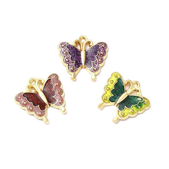 Подвески из эмали и сплава, с блеском порошок, без кадмия, без никеля и без свинца, золотые, очарование бабочки