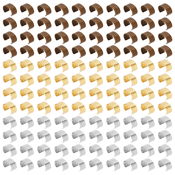 120шт. 3 цвета латунь складные обжимные концы, цилиндрический обжимной шнур, кожаная застежка-шнур