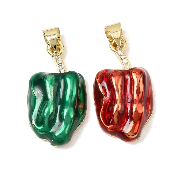 Латунь эмаль подвески, горячие прелести перец, долговечный, стойки покрытие, без свинца и без кадмия, реальный 18 k позолоченный