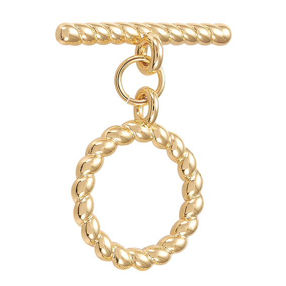 Brass Toggle Clasps, Long-Lasting Plated, Twist Ring & Bar