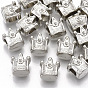 Plating ABS Plastic European Bead Rhinestone Settings, Large Hole Beads, Crown with Word Queen
