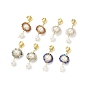 4 Pair 4 Style Natural Mixed Gemstone & Shell Pearl Beaded Flower Dangle Stud Earrings, 304 Stainless Steel Wire Wrap Long Drop Earrings for Women