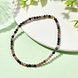 3MM Natural Gemstone Round Beaded Stretch Bracelets with Golden Tone Brass Beads