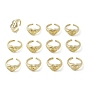 Brass Adjustable Open Rings, Cadmium Free & Nickel Free & Lead Free, Heart