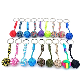 Braided Umbrella Rope Keychain, Outdoor Hiking Survive Self Defense Ball Keychain
