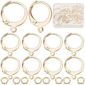 60Pcs 304 Stainless Steel Leverback Earring Findings, with Horizontal Loops, with 30Pcs Jump Rings
