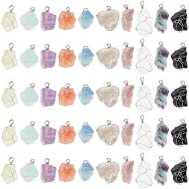 50шт 10 цвета подвески из натуральных драгоценных камней, с медной проволокой