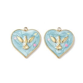 304 подвески из нержавеющей стали, с эмалью, ионное покрытие (ip), сердце с подвеской в виде голубя мира, реальный 18 k позолоченный