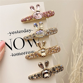 Alloy Rhinestone Alligator Hair Clips, for Women Girls, Rabbit