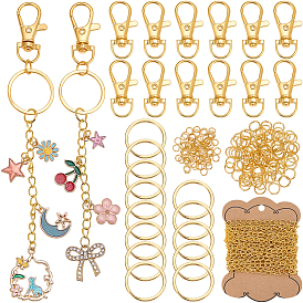 Наборы для изготовления украшений из подвесок своими руками, в комплект входят разъемные железные брелоки для ключей, железа скручены цепи, пластиковые пустые катушки, Перейти латунные