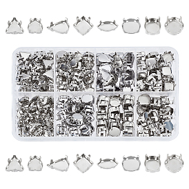 8 Style Brass Sew on Prong Settings, Claw Settings for Pointed Back Rhinestone, Mixed Shapes