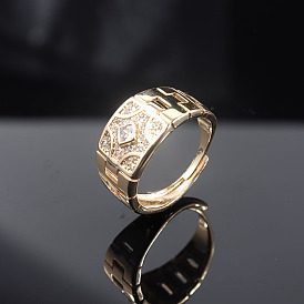 Gold-Plated Copper Band Ring for Men with Wide Fashionable Design