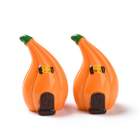 Autumn Opaque Resin Cabochons, 3D Pumpkin House