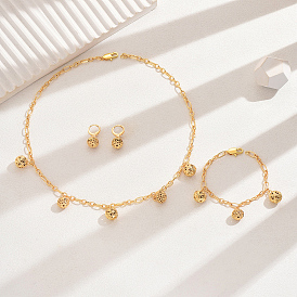 Винтажные латунные полые круглые браслеты, серьги и ожерелья наборы