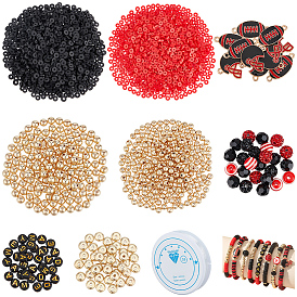 Наборы для изготовления спортивных браслетов своими руками, включает 3000 шт 2 цвета бусины из полимерной глины ручной работы, 440шт. 3 стили пластиковых разделителей для шариков CCB, 10 шт 2 стили подвески из сплава эмали